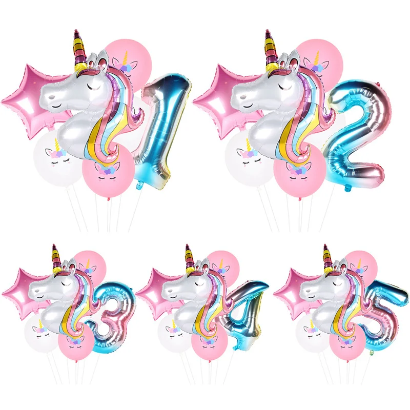 Varavīksnes Vienradzis Puse Balonus Uzstādīt Unicorn Dzimšanas Dienas Rotājumi Numuru Balonu Bērniem Dzimšanas Dienas Ballīti Baby Dušas Dekoru Globos