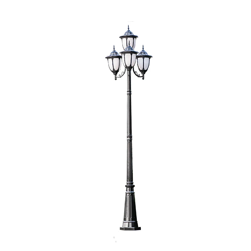(H≈2.6 M), Eiropas Dārza Lampas Istabas Ārpustelpu Ielas Lampas Zālienu Lampas Augsts Stabs, Lampas Četras Galvas Dārza Ainavu Lampas Ūdensizturīgs