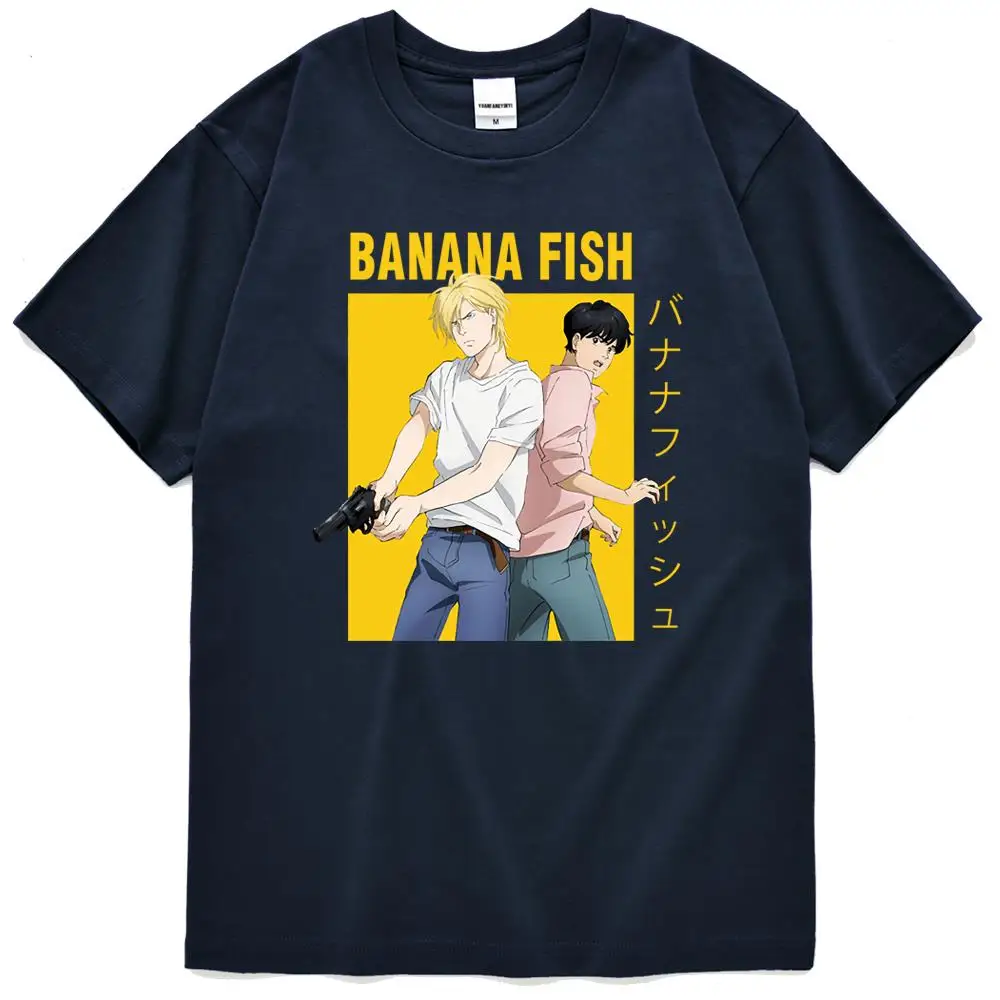 Banānu Zivju Japāna Drukāt Tee Vīriešu Apģērbu Modes Brīvs T-Krekls Vasaras Kokvilnas Tshirts Harajuku Elpojošs Gadījuma Sviedri Topi Vīriešu