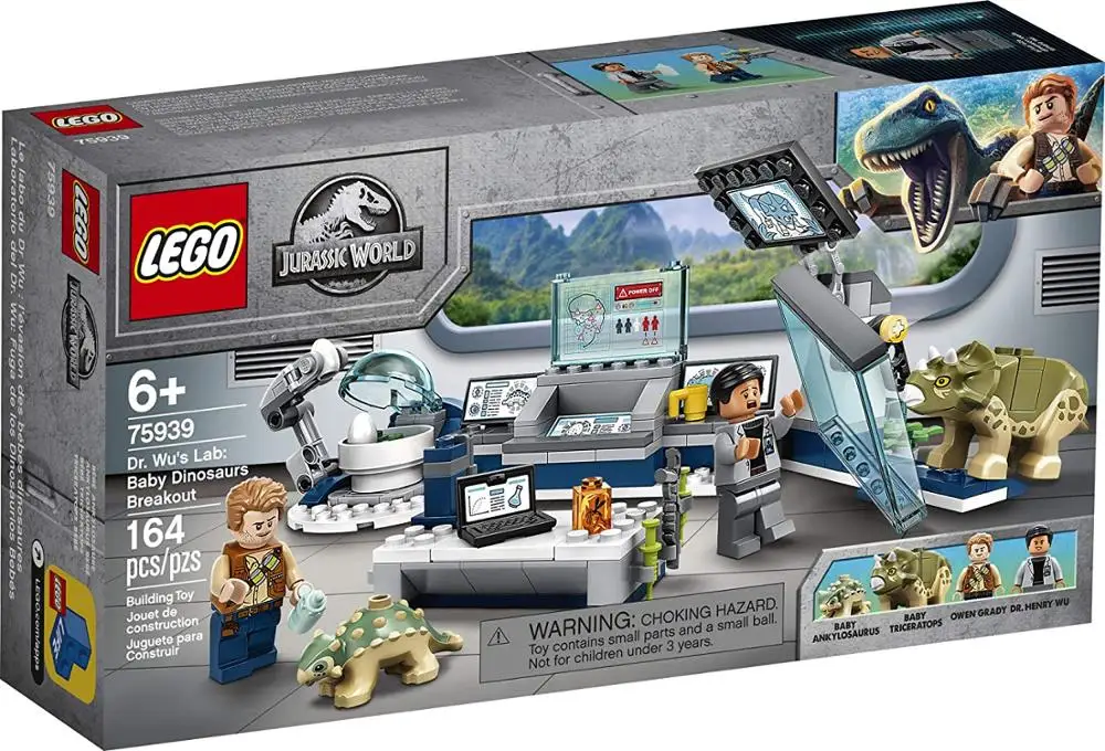 LEGO Jurassic Pasaules Dr. Wu ir Lab: Bērnu Dinozauri Starplaikos 75939 Jautri Dinozauru Rotaļlietas Ēkā Komplekta, kas Raksturo Owen Grady, Plus Baby