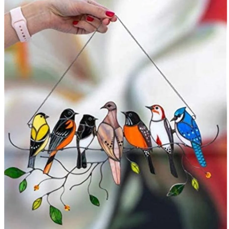 Mini Iekrāso Putnu Stikls Logu Tapsējuma Akrila Sienas Karājas Putnu Dekors Istabas Piederumi Skandināvijas Dekoru Mātes Diena Dāvanu