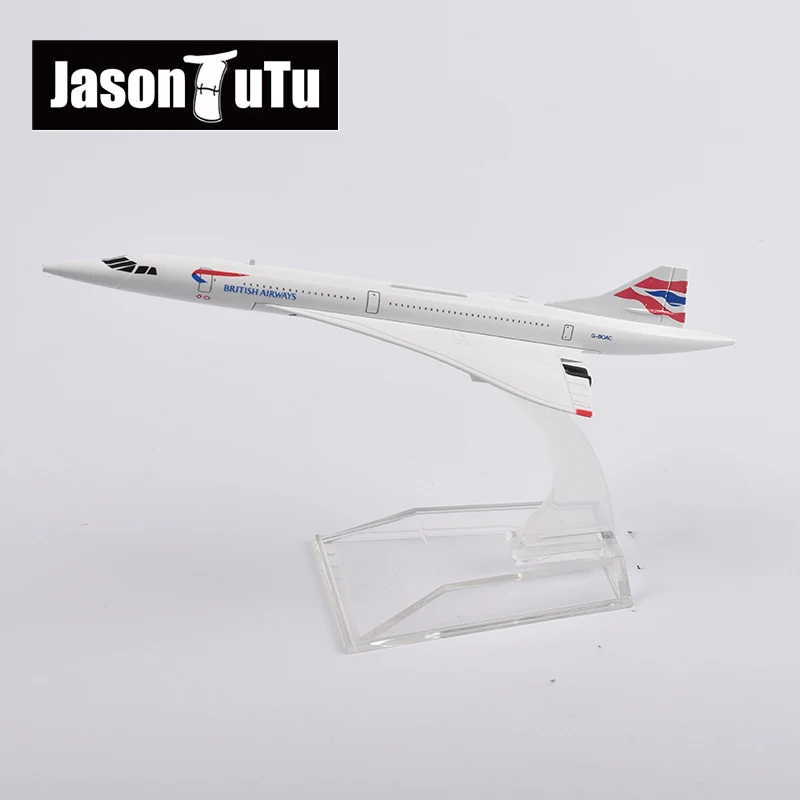 JASON TUTU 16cm British Airways Concord Plaknes Modeli, Gaisa Lējumiem Metāla 1/400 Mēroga Lidmašīnas Modeli Dāvanu Kolekcija
