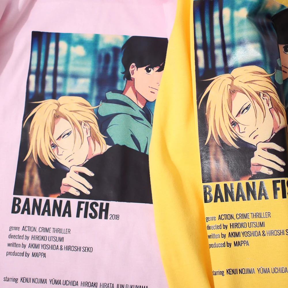Banānu Zivju Grafiskais T-krekli Vīriešu Japāņu Anime, Manga Topi Vasaras Kokvilnas T Krekls Punk Hip Hop T-Krekls Harajuku Vīriešu Apģērbu, Tees