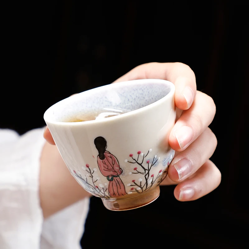 Jingdezhen Tējas Tase Keramikas Tējas Trauks Roku Darbs Krāsns Mainīt Roku Apgleznotas Krūzes Vintage Teaware Drinkware Master Tases Dekoru Teacups