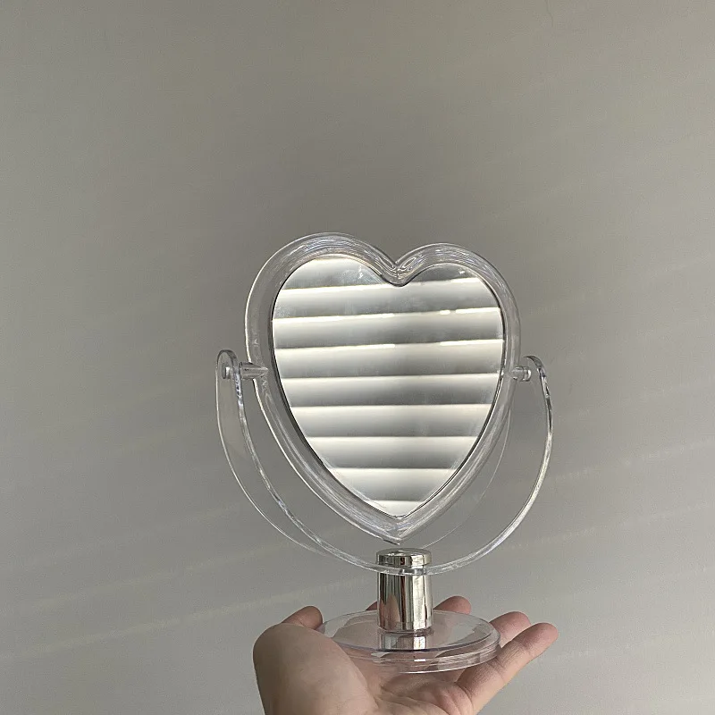 Cute Sirds Formas Akrila Dubultā Sānu Aplauzums Spogulis Mājas Guļamistaba Darbvirsmas Make Up Spogulis, Caurspīdīga Bāze Kosmētikas Spogulis