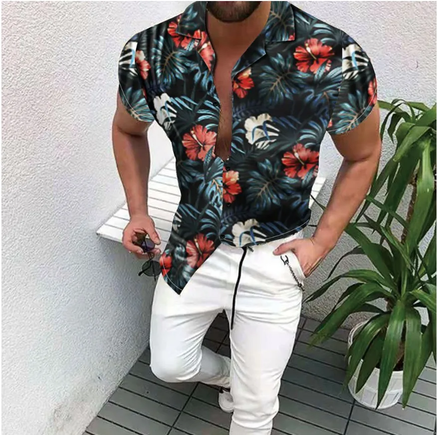 Ir 2021. Vīriešiem, Krekli, Nacionālā Stila Īsām Piedurknēm Krekls Ātri Žūstoša Havaju Augstas Kvalitātes Modes Gadījuma Pludmales Krekli