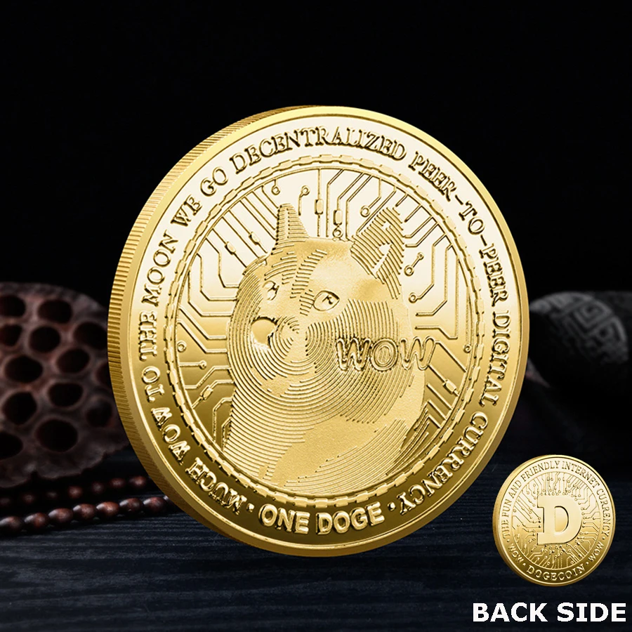 Jaunas Skaistas WOW Gold Plated Dogecoin Piemiņas Monētas Gudrs Suns Modelis Suns Suvenīru Kolekcija Dāvanas