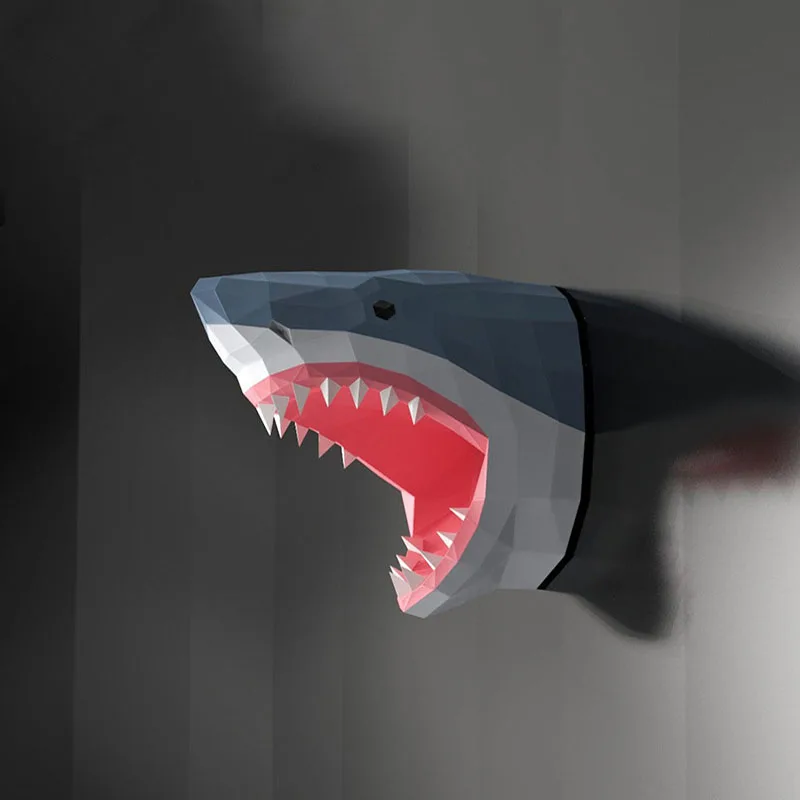 Papercrafts Haizivs Galvas 3D Papīra Skulptūru Haizivs Modeli DIY Ģeometriskā Origami Mājas Dekors Dzīvojamā Istaba Sienu Apdare Amatniecības