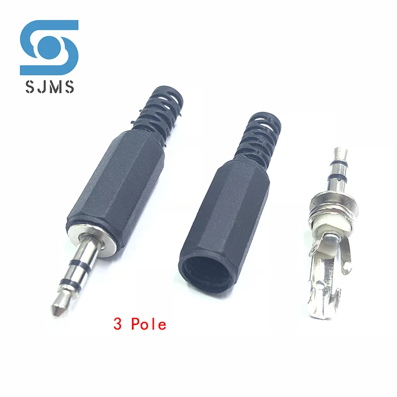 5gab 3.5 mm 2 / 3 / 4 Pole Melns Plastmasas Korpuss DIY Audio Savienotāji Jack Plug Austiņas Stereo 3.5 mm Male Adapteri