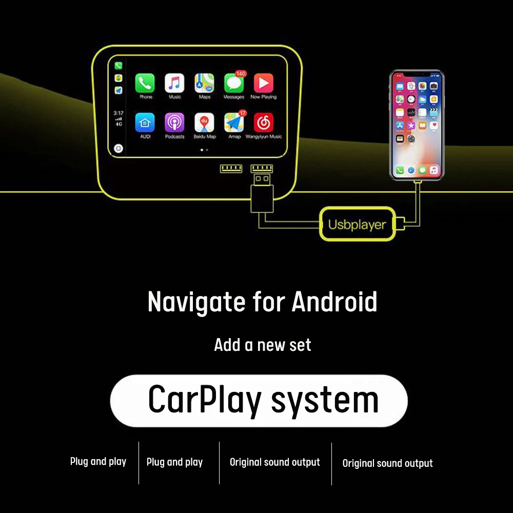 Vadu CarPlay IOS /Android Auto Carplay Smart Link USB Dongle Mini USB Carplay Stick Modulis Auto Navigācijas Spēlētājs