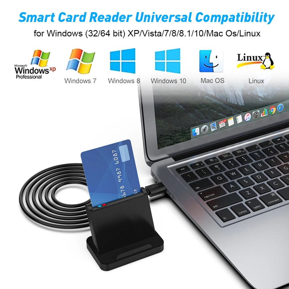 Karšu Lasītājs Pārnēsājamu USB Smart Card Reader, DNIE ATM CAC IC ID Bankas Karti, SIM Karti Cloner Savienotājs Windows 10 8 7Max OS, Linux