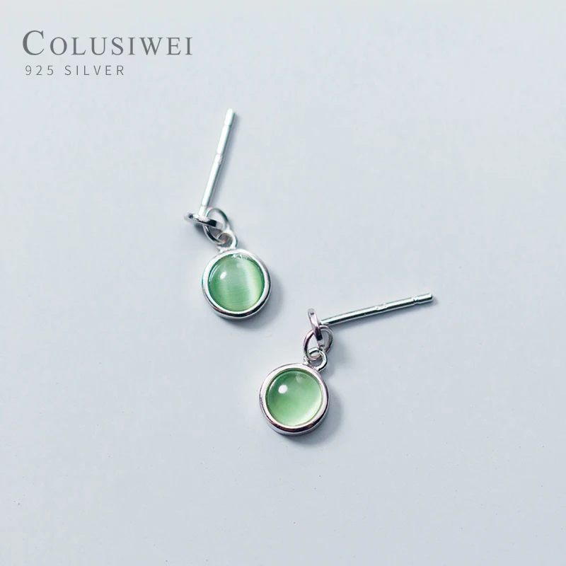 Colusiwei Dabas Zaļā Opal Piliens Auskari Sievietēm, Autentisks 925 Sterling Silver Dizaina Īss Vilināt Auskari Modes Rotaslietas