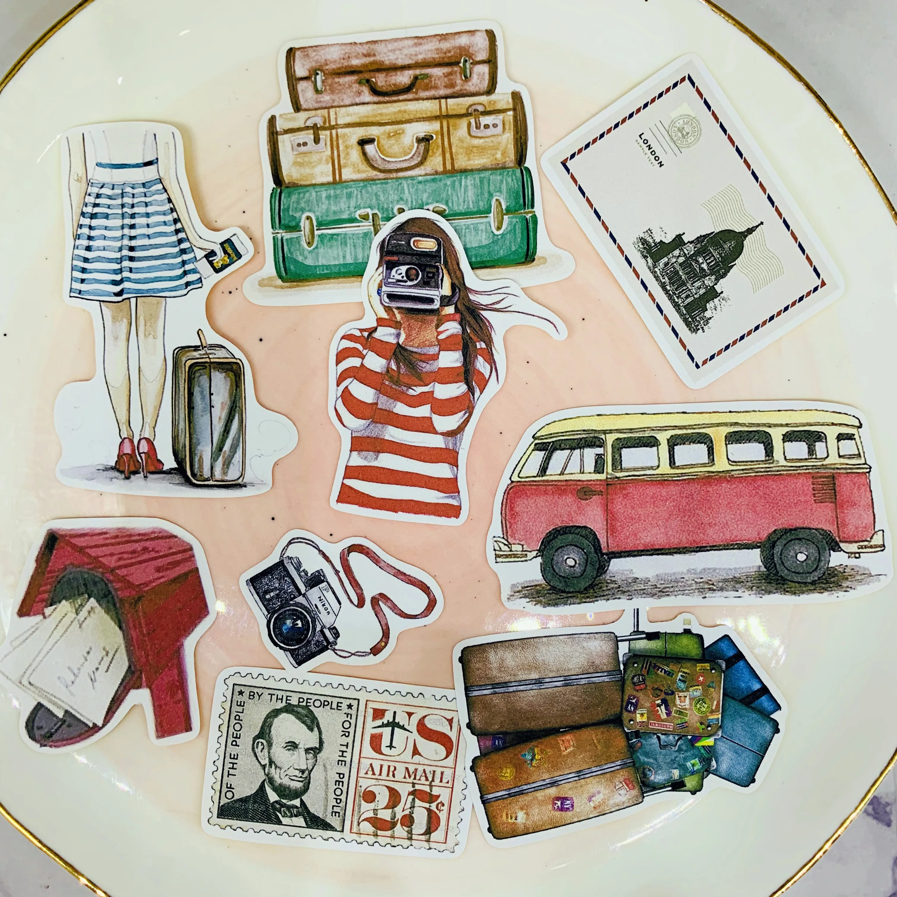 19Pcs/Iepak Vintage Maršruta Autobuss Bagāžas Uzlīme DIY Amatniecības Scrapbooking Albumu Junk Vēstnesis Laimīgs Plānotājs Dekoratīvās Uzlīmes