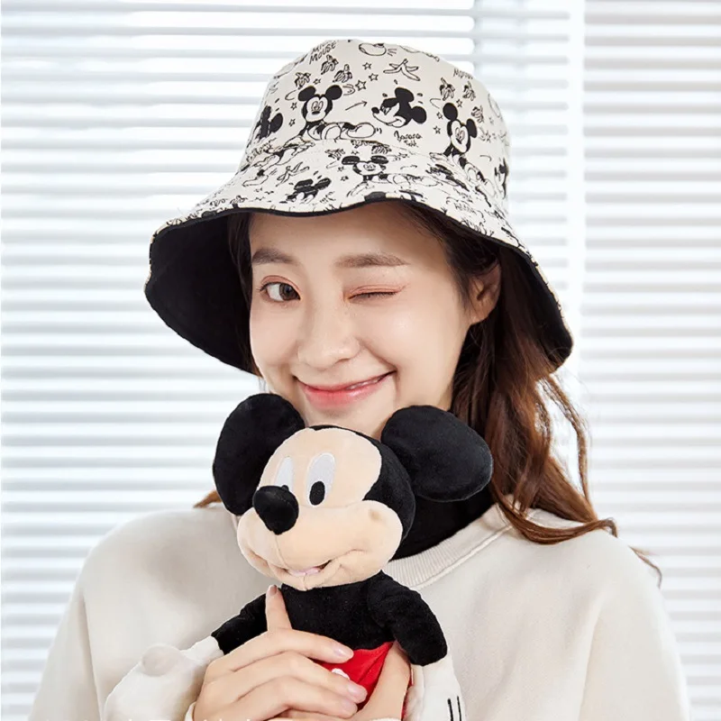 Mickey Mouse, Karikatūra Divās-sided Zvejnieka Cepure Meitene Ir 2021. Jaunu korejiešu Modes Universāls Saules Cepuri Pavasara/Vasaras Kausa Cepure Sievietēm