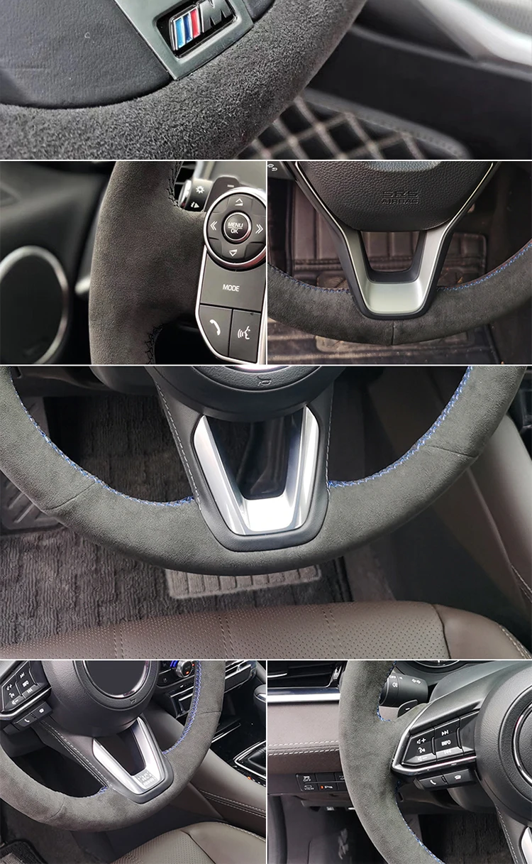 Augstas kvalitātes DIY Rokas Piešūtas Melnas Zamšādas Stūre Vāks Tesla 3 Modelis 3 Modelis S X Modeļa Auto Piederumi