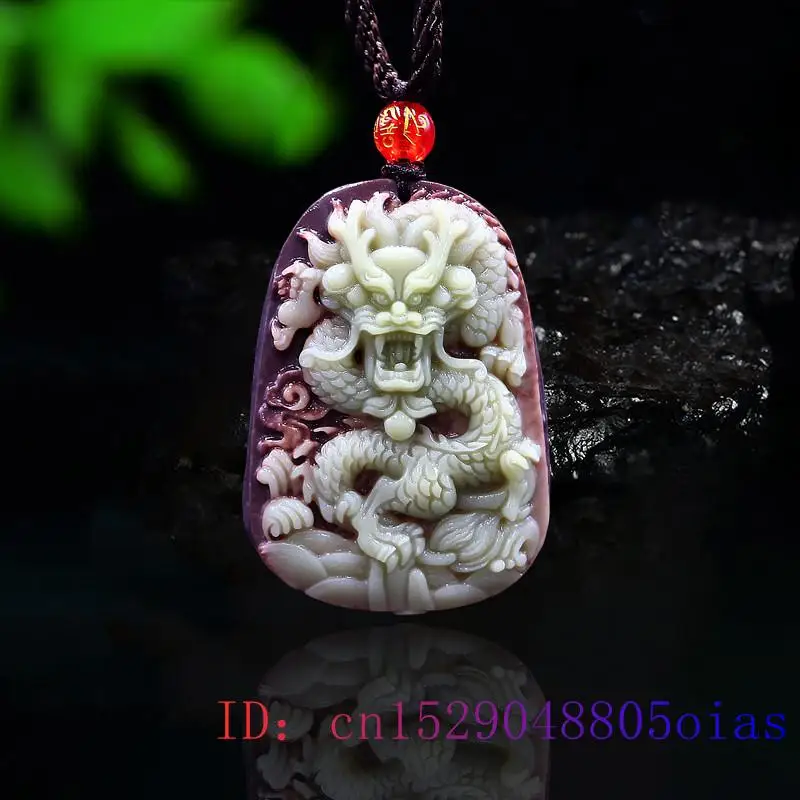 Jade Dragon Kulons Ķīnas Dārglietas, Dārgakmens Amuletu Šarmu Dāvanas Laimīgs Kaklarota Modes Cirsts Dabas