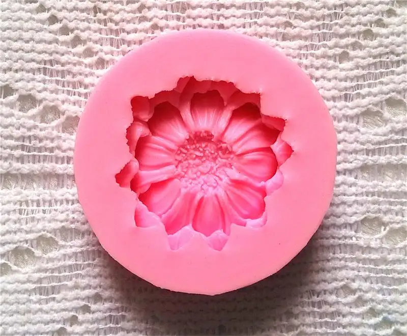 Ziedi apaļā 3D silikona veidnē DIY kūka šokolādes maize Uzpūtenis deserts Pica pomādes pelējuma Cepšanas apdares rīks, Virtuves piederumi