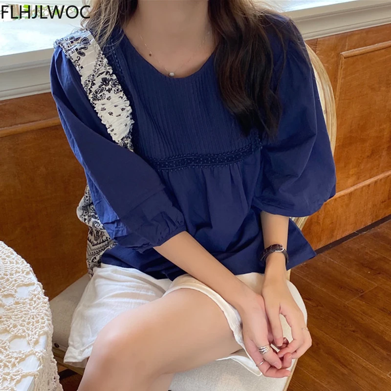Elsojošs Krekli Cute Salds Meitenes Japāņu Stilā Sievietēm Tauriņu Topi Blusas Gadījuma Cietā Balta Mežģīņu Peplum Blūzes