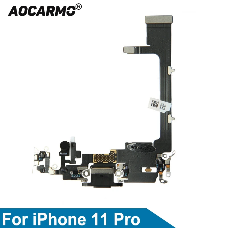 Aocarmo iPhone 11 Pro Ports Uzlādes Lādētājs USB Dock Savienotājs Mikrofons Mikrofons Austiņu Ligzda Flex Kabelis Ar IC Valdes