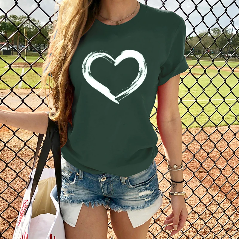 Sirdis, Sieviešu T-krekli Ikdienas Harajuku Mīlestība Iespiesti Topi Tee Vasaras Sieviešu T krekls ar Īsām Piedurknēm T krekls Sievietēm Apģērbi
