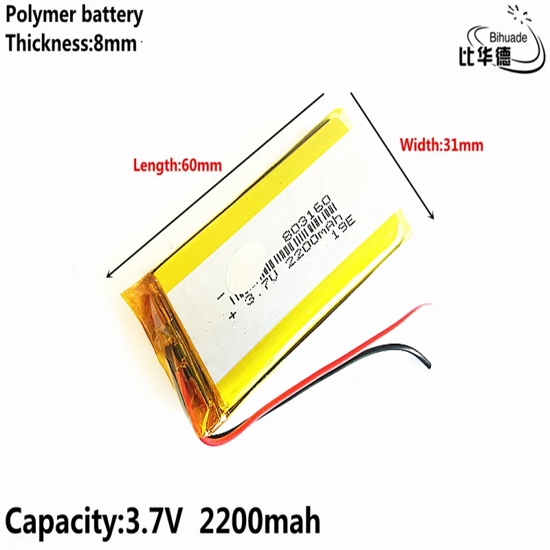 Labas Qulity Litru enerģijas akumulators 3,7 V,2200mAH 803160 Polimēra litija jonu / Litija jonu akumulators tablet pc BANKA,GPS,mp3,mp4
