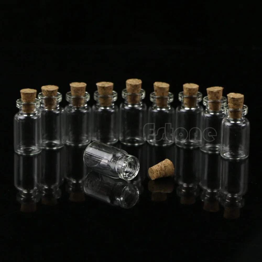 10pcs/Set 1mL Mini Mazs Stikla Pudeles ar Skaidri Korķa Aizbāzni Niecīga, Flakoni, Burkas Konteineri Ziņu Kāzas Vēlas Rotaslietas dod priekšroku