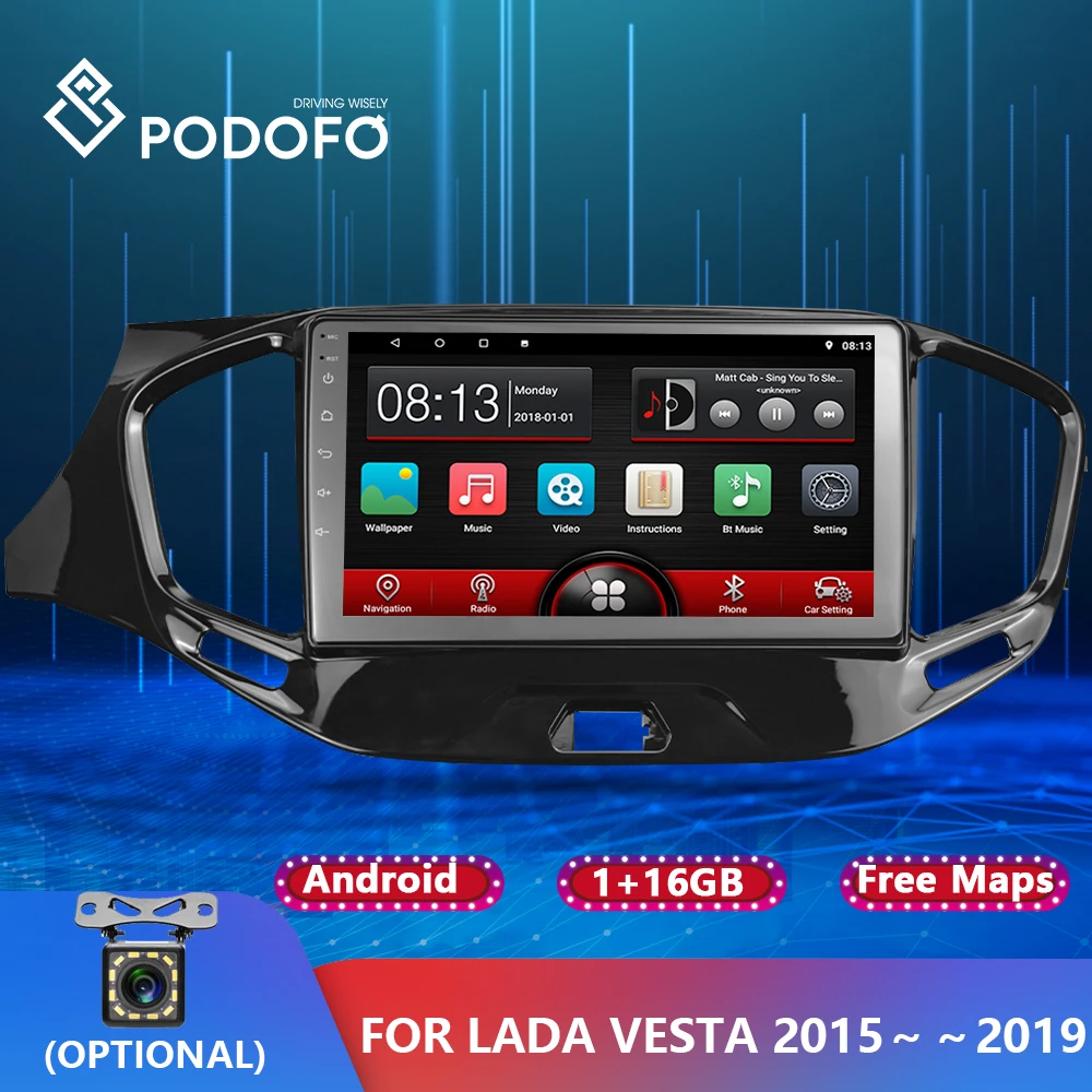 Podofo Android Auto Radio LADA VESTA-2019 Auto Radio Multimediju Video Atskaņotājs Navigācija GPS Android Nav 2din DVD Autoradio