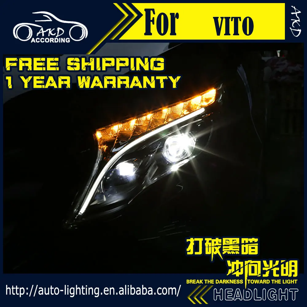 AKD Auto Stils Galvas Lampas Benz Vito Lukturi 2016-2018 Vito LED priekšējo Lukturu LED dienas gaitas lukturi D2H Hid Iespēju Angel Eye Bi Xenon Gaismas