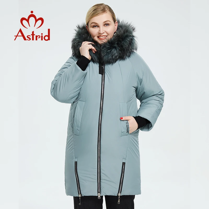 Astrid ir 2021. Ziemas jaunas ielidošanas dūnu jaka sievietēm brīvs apģērbs ar kažokādas jakas augstas kvalitātes biezs kokvilnas sieviešu mētelis AR-9246