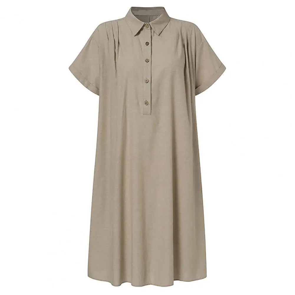 Elegants Cieta Krekls, Kleita Sieviešu Vasaras Sundress ZANZEA Īsām Piedurknēm Ceļa Garums Vestidos Sieviešu Atloks Pogu Drēbes Plus Izmēra