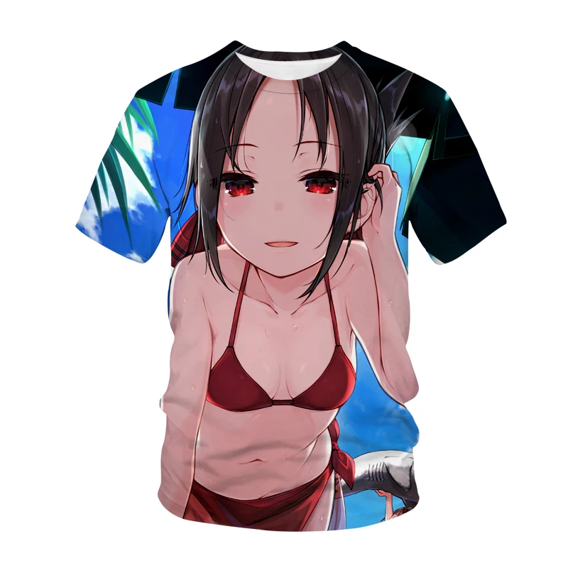 Kaguya Sama Mīlestība Ir Karš, 3D Druka, T-Krekls Vīriešu un Sieviešu Modes O-veida Kakla Īsām Piedurknēm T Krekls Anime Harajuku Hip Hop t-veida Topi Apģērbi