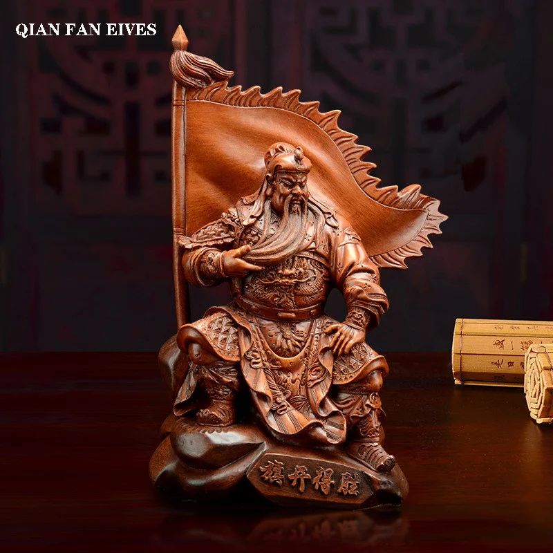 Mitoloģija attēls Guan Gong statuja，Imitācija koka sveķus process，Mūsdienu mākslas skulptūru，High-end mājas apdare statuja，Tiešā pārdošana