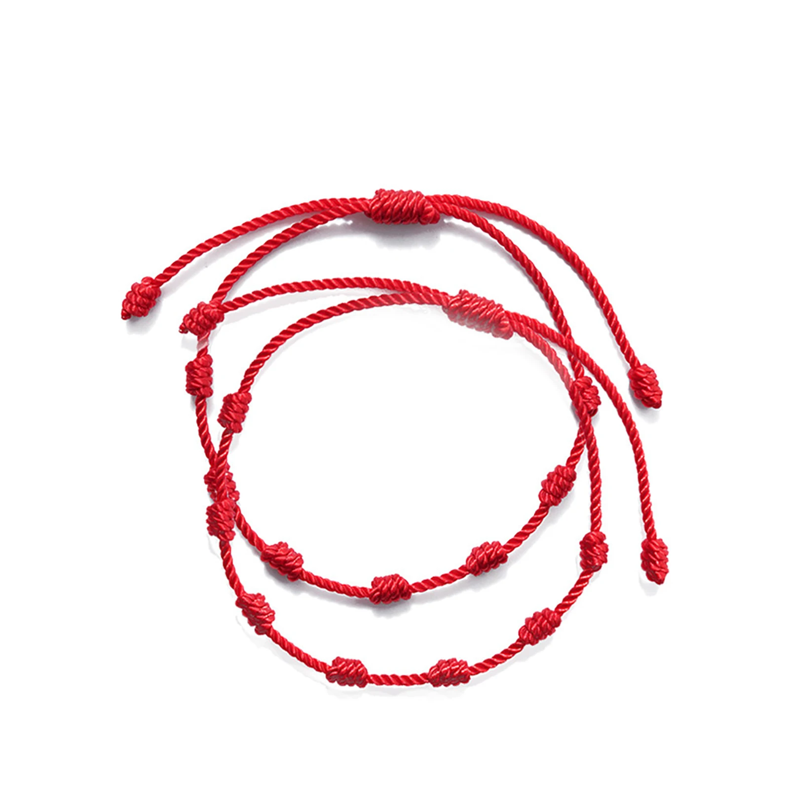 2gab Lucky Red String Aproces 7 Mezgliem Aizsardzības Virves Amuletu Jaunā Gada Dāvanu Regulējams Dāvanu Sarkanā Virve Aproce