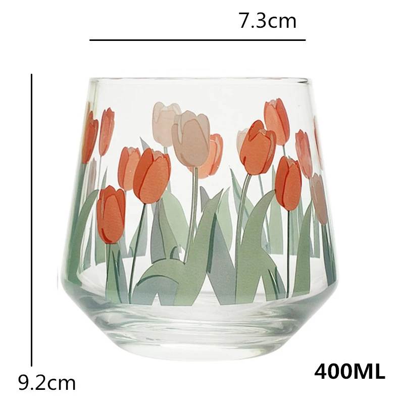 400 ml Korejas Vienkārša Stikla Kausa Kārtā Radošā Pārredzams Ūdens Kausa Tulip Modelis Augstas Ietilpības Tazas Para Kafejnīca Piens Drinkware