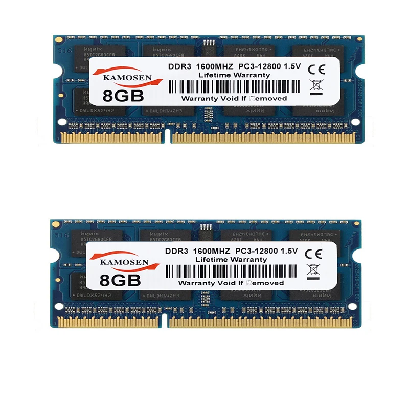 KAMOSEN DDR3 RAM, 8GB 1600 pavisam jaunu zemu spriegumu 1,5 V PC3-12800 Notebook atmiņas zilā SODIMM 204-pin non-ECC