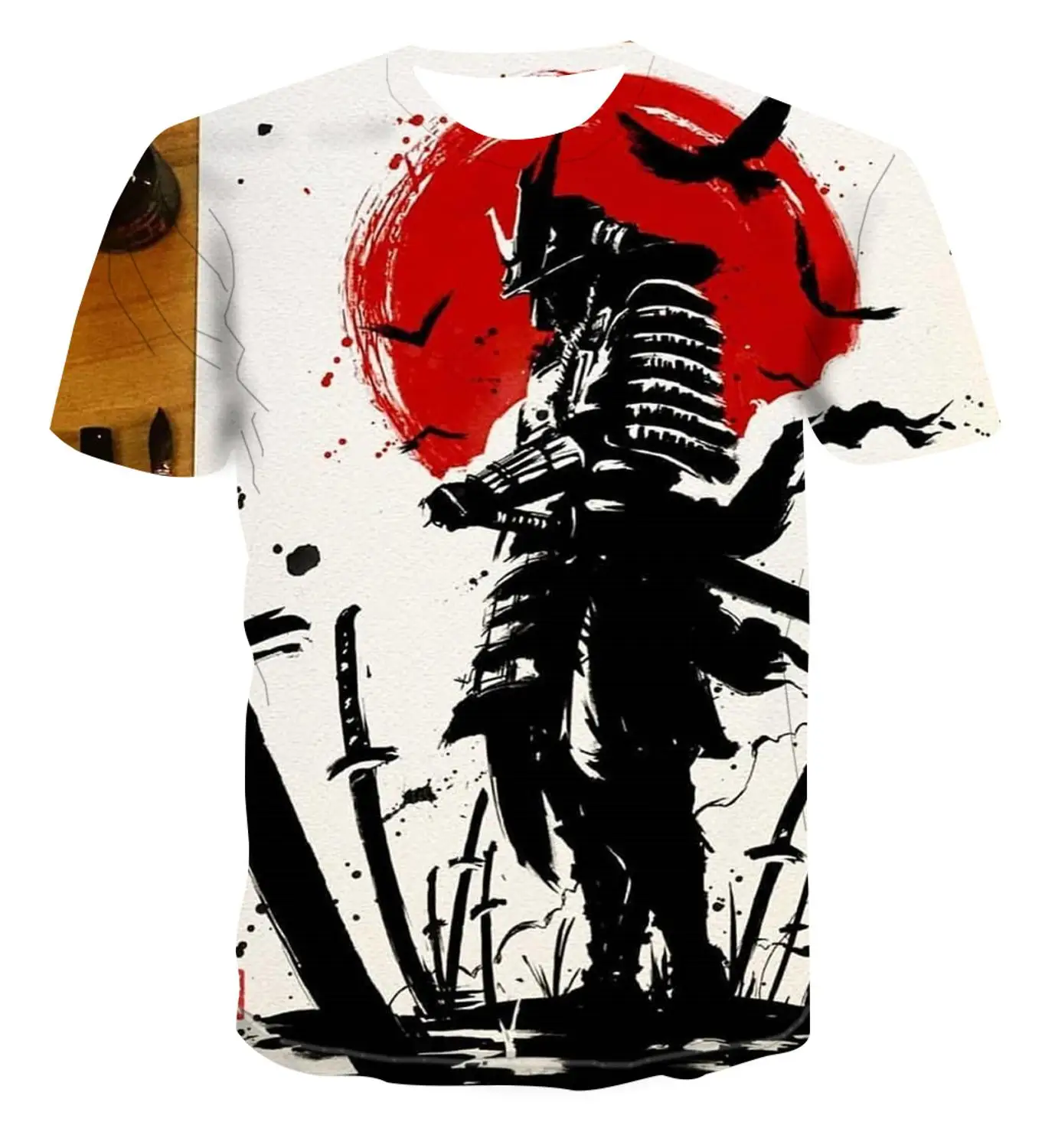 Ir 2021. jauno Populāro modes 3D t-krekls vīriešu karikatūra Samurai ielu stilu, īsām piedurknēm gadījuma augšu