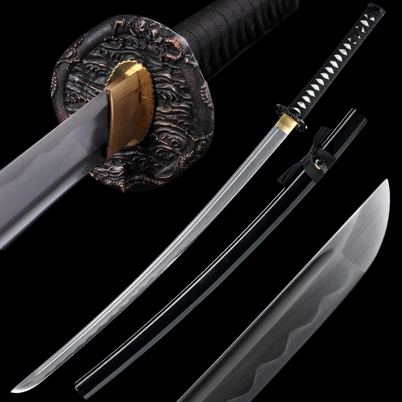 Pielāgot Japāņu Katana Roku Darbs Pilnībā Tang Pūķis Samuraju Zobenu 1045 Oglekļa Tērauda Asām Malām, Koka Apvalku