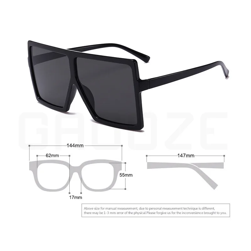 GAOOZE Saulesbrilles Sievietēm, Lielizmēra Kvadrātveida Saulesbrilles Modes Liels Rāmis Glasse Ceļojumu Anti-glare Brilles Napszemuveg LXD240