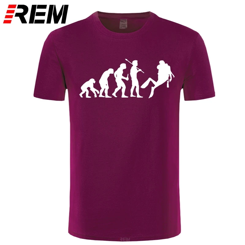 REM Modes Cilvēka Evolūciju Akvalangistu T-krekls Smieklīgi Nodoties Niršanas Attīstību, T Krekli augstākās Kvalitātes Vīriešu Kokvilnas ar Īsām piedurknēm
