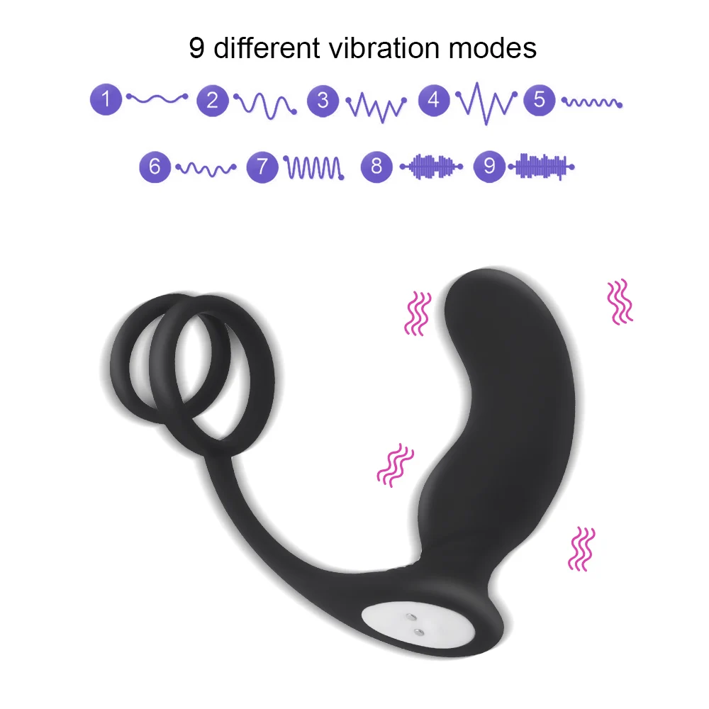 9 Frekvence Butt Plug Vibrators Pievienojiet Anālā Seksa Rotaļlietu Vīriešiem G Spot Stimulators Kavēšanās Ejakulācijas Gredzenu Prostatas Masāža Dubultā Gredzeni