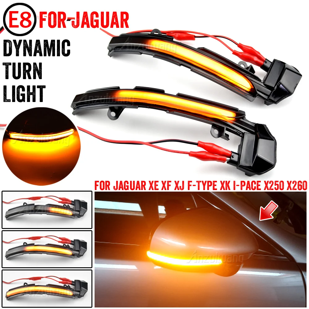 Auto Piederumi Dinamisku Pagrieziena Signāla Gaismu LED Sānu Spoguļi Indikators Blinker piemērota Jaguar XK XKR X150 2007-XE X760 15-20