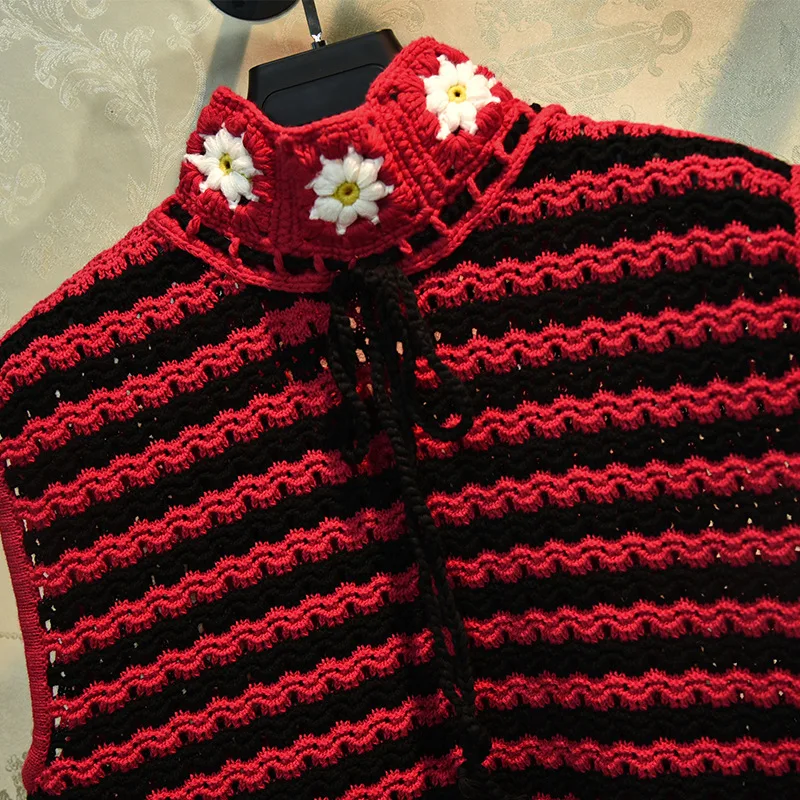Luksusa Zīmolu Dizainera Adīti Džemperi Sievietēm Vintage Handcraft Trīsdimensiju Izšuvumi Trikotāžas Džemperis