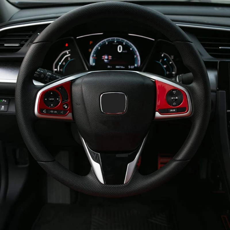 Stūre Pogu, Iekšējā Apdare Vāka Uzlīme Apdari par 10. Gen Honda Civic 2016-2020 Sarkana