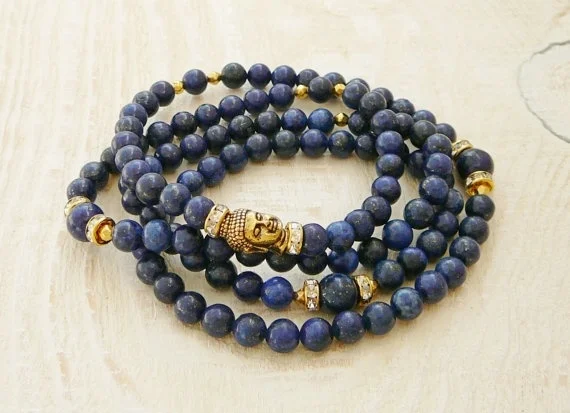 108 mala Aproce Budas Aplieciet Aproci, Meditācija, Joga Aproce Jogas Aproce Zilā Lapis Lazuli Aproce