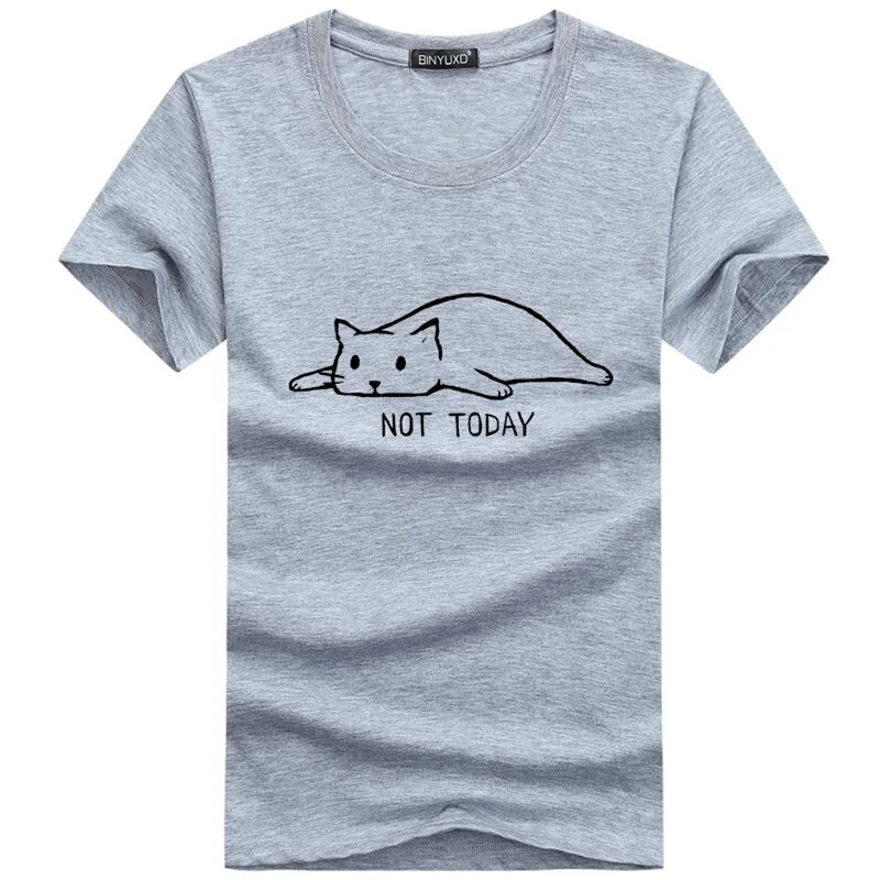 2018 Modē ne šodien Vīriešu T-Krekls ar Īsām Piedurknēm Apaļu Kakla Topi Hipster smieklīgi Slinks kaķis Iespiests T Krekli bez līmes drukāt