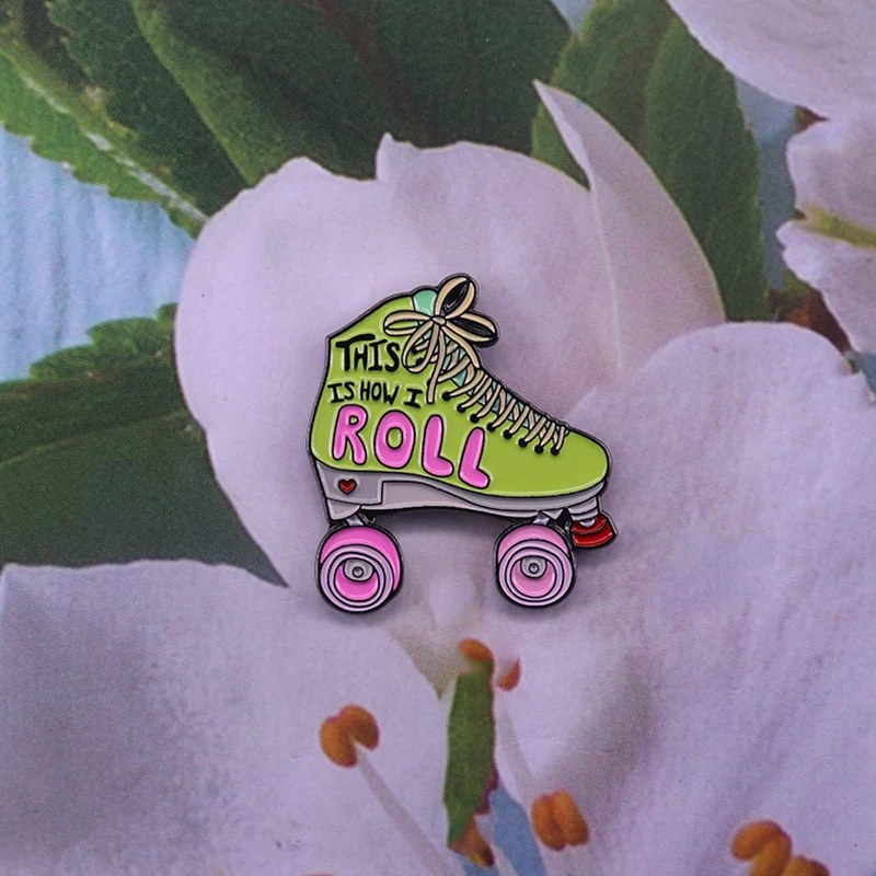 Roller Derby iedvesmoja žetons retro skrituļslidas pin smieklīgi vārdu spēle broša 80s bērniem dāvanu estētisko piederumu