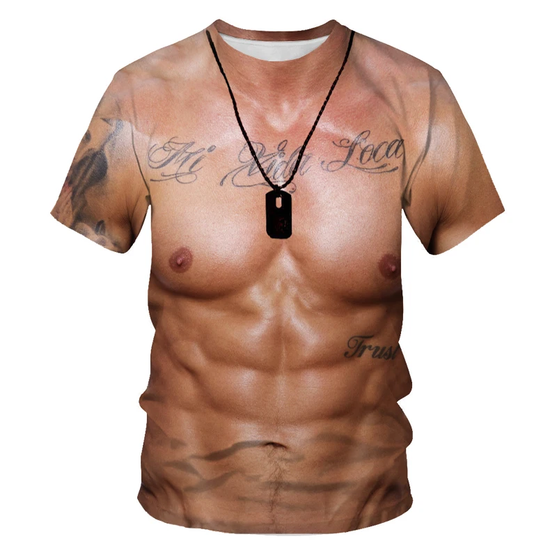 Vasaras Jaunatnes Īsām Piedurknēm Zaudēt Ērtas 3D Apaļu Kakla T-krekls-Vīriešu T-krekls, Muskuļu Muskuļu 3DT Krekls