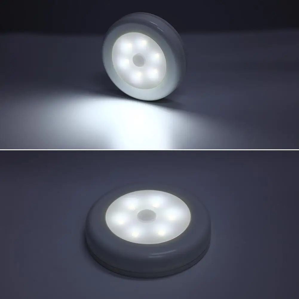 3PCS 6 Led Nakts Gaismas, Kustības Sensors, Gaismas Sausu Akumulatoru Powered LED Kustības Lampas ar Baltu Gaismu Avārijas