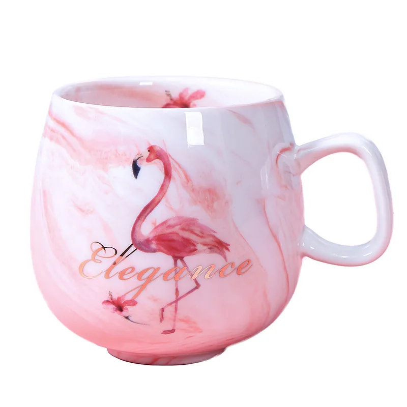 Radošā Marmora Keramikas Krūze Flamingo Kafijas Krūze Tējas Tase Biroja Bārs Drinkware Dāvanu MJ1125