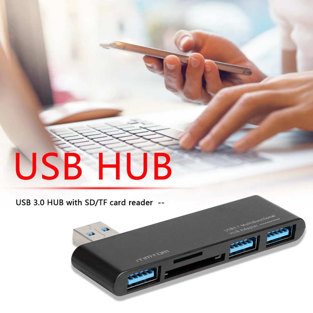 VODOOL Portatīvo 5 in 1 USB 3.0 HUB Sadalītāja Converter 5Gbps 3 USB 3.0 SD TF Karšu Lasītājs Adapteris Desktop, Klēpjdatoru,
